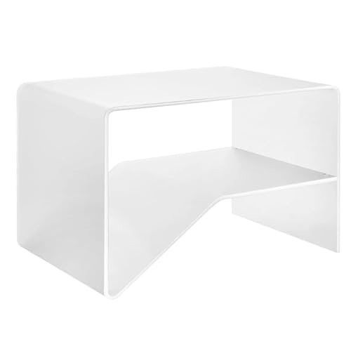 LINEE Recanati Complementi Lipsia Couchtisch, 60 x 40 x 40 cm, Couchtisch aus PMMA mit doppelter Ablage, modernes Design mit Thermofaltung, hergestellt in Italien (transparent satiniert) von LINEE