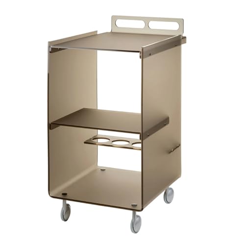 LINEE Recanati Complementi MarSIGLIA Küchenwagen aus satiniertem PMMA-Kunststoff, 62 x 46 x 87 cm, mit Rollen und Flaschenhalter, modernes und funktionales Design, hergestellt in Italien (Rauchbraun von LINEE