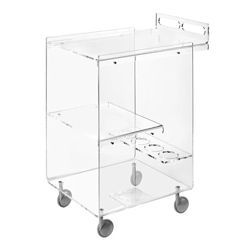 LINEE Recanati Complementi MarSIGLIA Küchenwagen aus satiniertem PMMA-Kunststoff, 62 x 46 x 87 cm, mit Rollen und Flaschenhalter, modernes und funktionales Design, hergestellt in Italien (transparent) von LINEE
