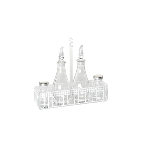 LINEE Recanati Heritage Menage Essig- Salz- und Pfefferöl aus PMMA und Glas - dekoratives Tischdesign - 5 Varianten - Made in Italy (weiß) von LINEE