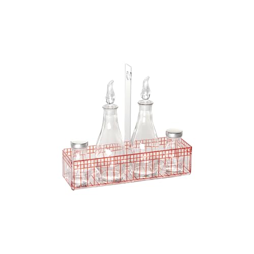 LINEE Recanati Heritage Menage - Essigöl Salz Pfeffer aus PMMA und Glas - dekoratives Tischdesign - 5 Varianten - Made in Italy (Rot) von LINEE