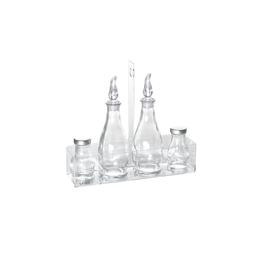 LINEE Recanati Heritage Menage Essigöl Salz Pfeffer aus PMMA und Glas - dekoratives Tischdesign - 5 Varianten - Made in Italy (transparent) von LINEE