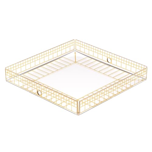 LINEE Recanati Heritage Tablett, quadratisch, 31,5 x 31,5 x 5 cm, dekoratives Tablett aus PMMA – moderne Überarbeitung der Tradition – Made in Italy (Gold) von LINEE