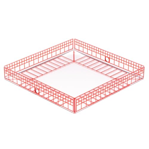 LINEE Recanati Heritage Tablett, quadratisch, 31,5 x 31,5 x 5 cm, dekoratives Tablett aus PMMA – moderne Überarbeitung der Tradition – Made in Italy (Rot) von LINEE