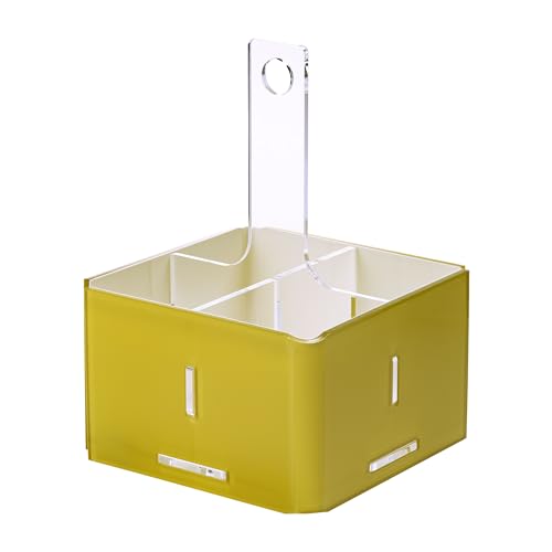 LINEE Recanati MEDITERRANEA Besteckhalter aus PMMA 17 x 17 x 23 cm – Moderne Tischorganisation – elegantes Design Made in Italy (Gelb Transparent / Weiß) von LINEE