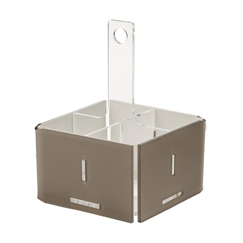 LINEE Recanati MEDITERRANEA Besteckhalter aus PMMA 17 x 17 x 23 cm – Moderne Tischorganisation – elegantes Design Made in Italy (Sand transparent/weiß) von LINEE