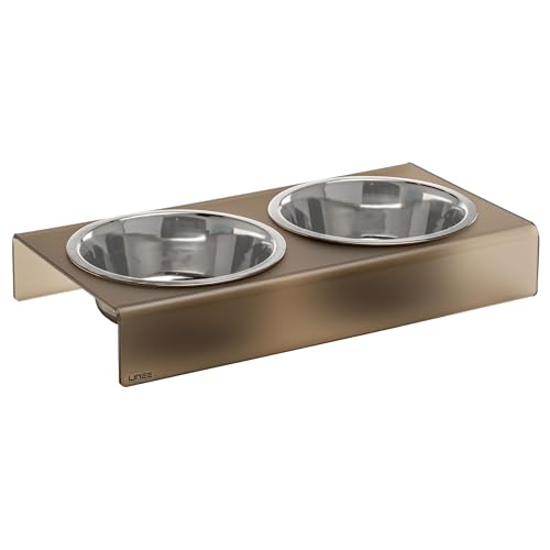 LINEE Recanati Mascotas erhöhter Napfhalter aus PMMA und Aluminium – ergonomischer Ständer für Schüsseln, modernes Design – Made in Italy (Rauchbraun satiniert, Größe 48 x 25 x 8 cm) von LINEE
