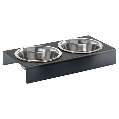 LINEE Recanati Mascotas erhöhter Napfhalter aus PMMA und Aluminium – ergonomischer Ständer für Schüsseln, modernes Design – Made in Italy (Rauchgrau satiniert, Größe 48 x 25 x 8 cm) von LINEE