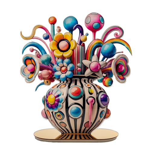 LINEE Recanati Vase LOLLY POP, 36 x 13 x 42 cm – Blumenvase zum Aufstellen aus bedrucktem PMMA – hergestellt in Italien (TRE) von LINEE