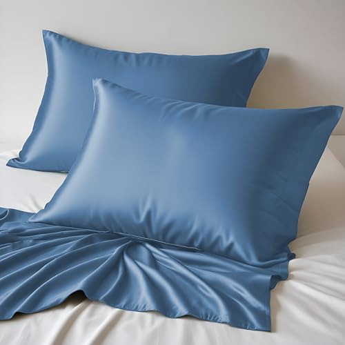 LINENWALAS 100% Organic Bamboo Pillowcase Bahamas Blue Set of 2 | Pillowcase 80x80 cm | Bamboo Bed Linen | Allergy Sufferer Pillowcase 80 x 80 | Cooling Pillow | Luxury Bamboo Pillow von LINENWALAS