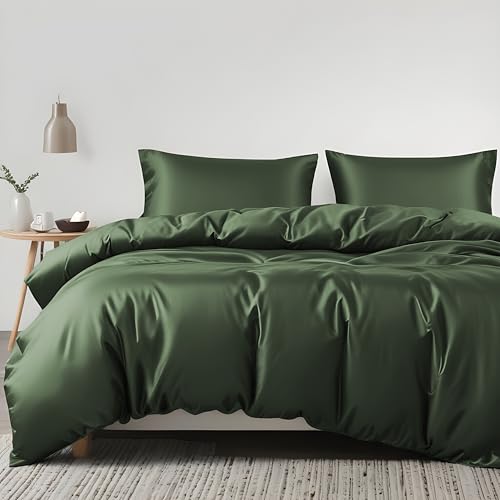 LINENWALAS 2-teiliges Bettbezug-Set aus 100% Tencel mit Reißverschluss & Eckbändern – weichste, kühle Eukalyptus-Bettwäsche(Avocadogrün, 2-teiliges Bettbezug-Set für Einzelbett) von LINENWALAS