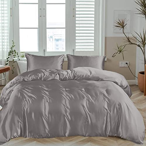 LINENWALAS Bamboo Bed Linen Set, Premium Bamboo Silk Duvet Cover Set with Pillowcase, 2-Piece Bedding Set, 135 x 200 cm Luxury, Soft, Cooling Quilt Cover (Light Grey) von LINENWALAS