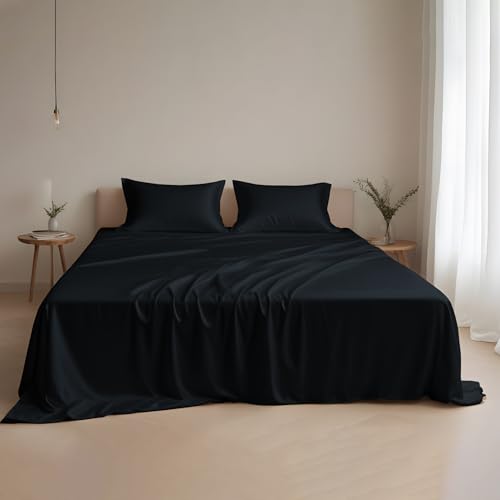 LINENWALAS Bettlaken-Set, 100 % Eukalyptus-Seide, luxuriöses Tencel-Lyocell, kühlende Laken, weicher als ägyptische Baumwolle, Satin, natürlicher Feuchtigkeitstransport, antiallergen (Kingsize, von LINENWALAS