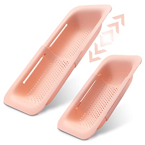 LINFELDT® Ausziehbares Sieb für Spüle - TOP KÜCHENHELFER | Gadgets Haushalt - Kitchen Gadgets | Haushaltshelfer, Siebkorb, Abtropfschale für Spüle, Abtropfsieb Spülbecken, Küche (Pink) von LINFELDT