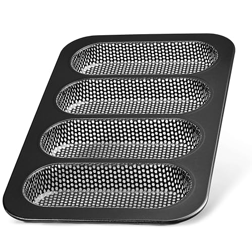 LINFELDT Hotdog Brötchen Backform je 18x7cm - Antihaft & Rezept Inkl. - Leckere French Hot Dog Brötchen selbst machen - Hotdog Buns Backblech 35 x 22 x 3cm von LINFELDT