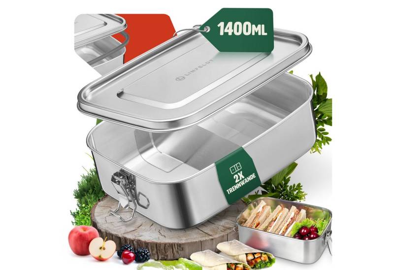 LINFELDT Lunchbox Edelstahl Brotdose mit 3 Fächern + Auslaufsicher & Spülmaschinenfest von LINFELDT