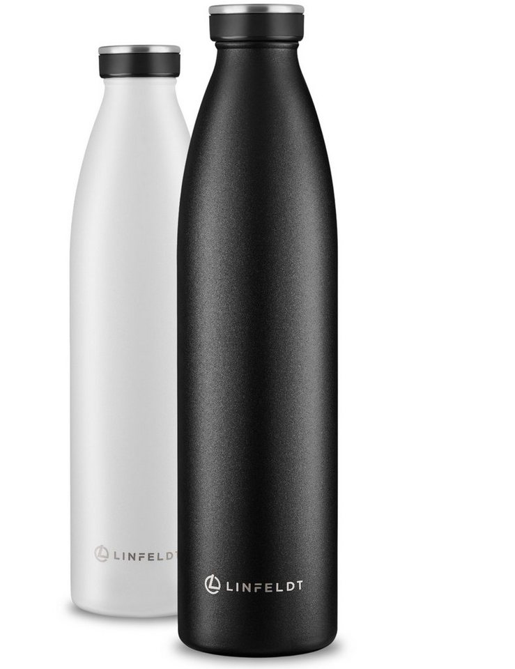 LINFELDT Trinkflasche 1L Trinkflasche Edelstahl Isoliert 24H Auslaufsicher + Sprudel, Edelstahl (Kohlensäure geeignet) von LINFELDT