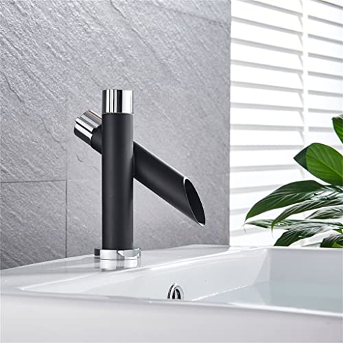 Schwarz Chrom Einhebel Badezimmer Waschbecken Wasserhahn Waschtischarmatur Waschtischarmatur für Badezimmer Wasserfall von LINFFER