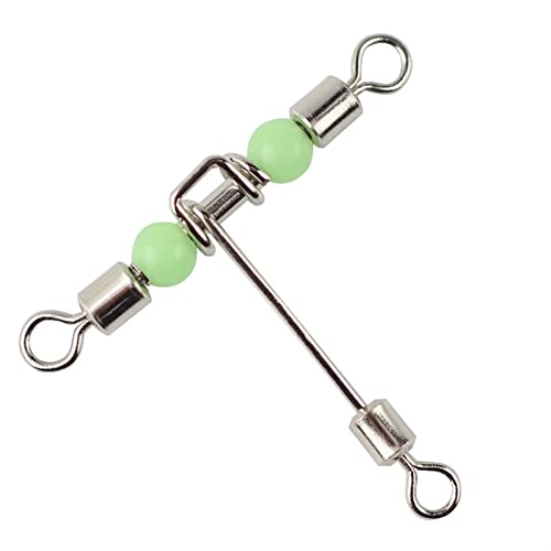 LINFFSTR 10 Stück T-Form Laufwirbel mit 2 Leuchtperlen Hohe Festigkeit Glatte Drehung 3-Wege-Angelwirbel aus Messing mit acht Ringen Köderschnur-Anschluss Belastbar 10-44kg (Size : 4 x 5) von LINFFSTR