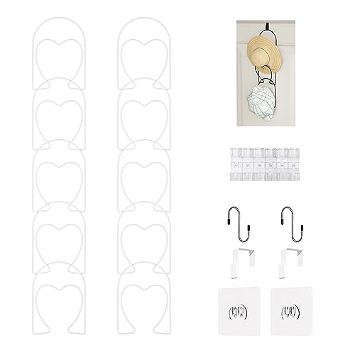 LINFIDITE 10 Stück Hut Racks Cap Halter Baseball Hutständer Einstellbare Huthalter,für Schals Handtaschen Handtücher Kleidung Krawatten mit Haken zum Aufhängen,Weiß von LINFIDITE