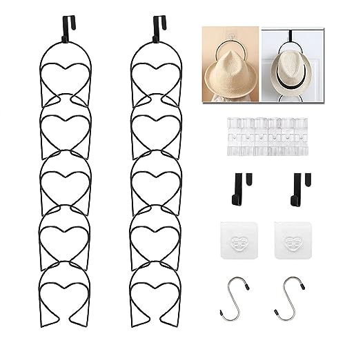 LINFIDITE 10 Stück Cap Halter Baseball Cap Halterung Schrank Tür Hut Racks hängende Einstellbare Huthalter, für Schals Handtaschen Handtücher Kleidung Krawatten mit Haken zum Aufhängen, schwarz von LINFIDITE