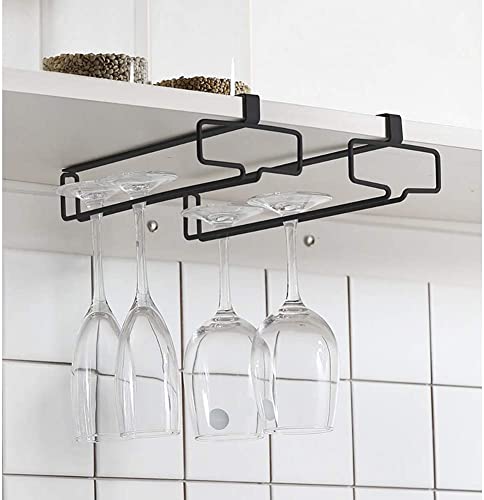 LINFIDITE 2 Stück Weingläser Halter Unter Dem Schrank Weinglashalter Stemware Rack hängende Kein Bohren Für Hausbar Küche Bar Restaurant Schwarz von LINFIDITE