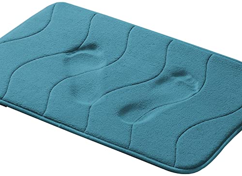 LINFKY Badezimmerteppich Pflegeleichte Badematte Memoryschaum, Extrem Saugfähiger Badteppich Duschvorleger Badvorleger rutschfest Waschbar, Bad Teppich Badezimmer (Dark Teal,50 x 80 cm) von LINFKY