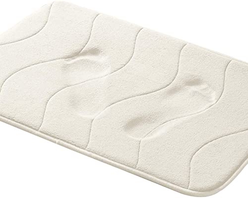 LINFKY Badezimmerteppich Pflegeleichte Badematte Memoryschaum, Extrem Saugfähiger Badteppich Duschvorleger Badvorleger rutschfest Waschbar, Bad Teppich Badezimmer (Elfenbein,50 x 80 cm) von LINFKY
