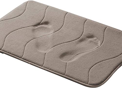 LINFKY Badezimmerteppich Pflegeleichte Badematte Memoryschaum, Extrem Saugfähiger Badteppich Duschvorleger Badvorleger rutschfest Waschbar, Bad Teppich Badezimmer (Taupe,60 x 90 cm) von LINFKY