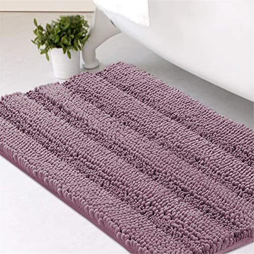 LINFKY rutschfeste Badematte Oversize Badteppich Shag Duschmatte Ultra Weicher & Wasserabsorbierender Badteppich Für Bad/Küche Waschbarer Teppich, Perfekt Für Fußmatten, Badewanne (Mauve,81 x 50cm) von LINFKY