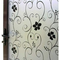 (Schwarzes Muster, 50 cm x 100 cm) Milchglas-Sichtschutzfolie für Fenster – dekorativer, nicht klebender Aufkleber ohne Kleber – statische von LINGHHANG