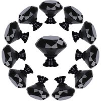 10 Stück Schubladenknöpfe aus Kristallglas in Rautenform (30 mm, ganz in Schwarz), Schrankknöpfe, Zuggriffe von LINGHHANG