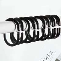 12 Stück schwarze Duschvorhang-Gleitringe aus Kunststoff von LINGHHANG