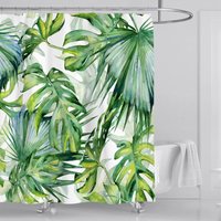 Linghhang - 120 x 180 cm Anti-Schimmel-Duschvorhang Grünes Palmenblatt-Muster Duschvorhang Wasserdichter Stoff Polyester Pflanze Dschungel Tropisch von LINGHHANG