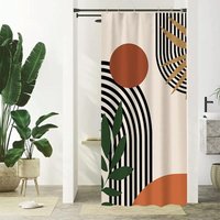 Linghhang - 120x180cm Abstrakter Duschvorhang Terrakotta Geometrische Schwarze Linie Moderner Einfacher Duschvorhang Schimmelfester Wasserdichter von LINGHHANG