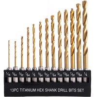 Linghhang - 13-teiliges Spiralbohrer-Set aus Titan, Sechskantschaft aus Schnellarbeitsstahl für Holz, Kunststoff, Aluminiumlegierung, Schnellwechsel, von LINGHHANG
