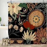 180 x 180 cm Boho-Duschvorhang, Blumenduschvorhang mit böhmischem Laubmuster, wasserdichter, schimmelresistenter Badevorhang, waschbarer von LINGHHANG