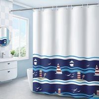 Linghhang - 180 x 200 cm Duschvorhang mit 12 Haken, schnelltrocknend (Boot), wasserdichtes Polyestergewebe, maschinenwaschbar, Badezimmervorhänge von LINGHHANG