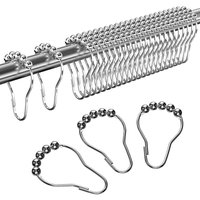 Linghhang - 24 Stück (Silber) Duschringe aus Edelstahl, Duschvorhanghaken mit Gleitsystem, Gleitkugeln aus Metall für Duschvorhangstangen, Vorhänge von LINGHHANG