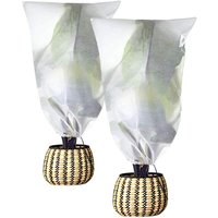 Linghhang - 2er-Pack Frostschutzhüllen 31,5 x 39 cm Pflanzen-Frostschutzhüllen Winterschutz Kordelzugbeutel Kälte-Frostdecke, Weiß von LINGHHANG