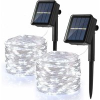 2er Pack] Solar-Lichterkette für draußen, 100 LEDs, Solar-Lichterkette, wasserdicht, 10 m, 8 Modi, Kupferdraht-Lichterkette für Garten, Terrasse, von LINGHHANG