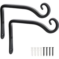 Linghhang - 2er-Set Haken – schwarze Wanddekoration aus Schmiedeeisen für den Garten mit Schrauben für Pflanzen, Vogelhäuschen, Laternen Linghhang - 2er-Set Haken – schwarze Wanddekoration aus Schmiedeeisen für den Garten mit Schrauben für Pflanzen, Vogelhäuschen, Laternen von LINGHHANG