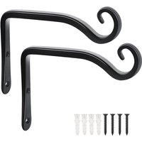 Linghhang - 2er-Set Haken – schwarze Wanddekoration aus Schmiedeeisen für den Garten mit Schrauben für Pflanzen, Vogelhäuschen, Laternen von LINGHHANG