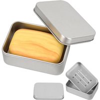 2er-Set Reiseseifenschalen aus massivem Aluminium mit abnehmbarem Abtropfgestell für unterwegs und zu Hause von LINGHHANG