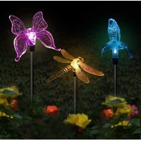 3er-Pack Solar-Gartenleuchten, Schmetterling, Kolibri, Libelle, solarbetriebene LED, mehrfarbig 3er-Pack Solar-Gartenleuchten, Schmetterling, Kolibri, Libelle, solarbetriebene LED, mehrfarbig von LINGHHANG