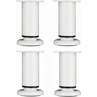 4 Stücke Verstellbare Möbelbeine 12cm Weiß Runde Metall Tischbein für Sofa Schrank Bett mit Schrauben von LINGHHANG