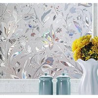 45 x 200 cm, 3D-Fensterfolie, elektrostatische Folie, schützt die Privatsphäre, UV-Schutz, dekorative Fensterfolie, Blickschutz, Tulpenblumenmuster, von LINGHHANG