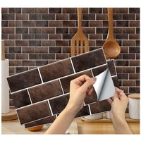 Linghhang - 6 Stück Fliesenaufkleber für die Küche (Braun), selbstklebende Fliesenaufkleber, wasserdichte PVC-Fliesenaufkleber, selbstklebende von LINGHHANG