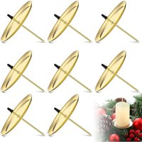 8 Stück 7,5 cm/ 2,95 Zoll Metallteller Kerzenständer Adventskranz Kerzenständer Adventskerzenteller Kerzenständer für Advent, Weihnachten, Tischdeko von LINGHHANG