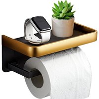 An der Wand befestigter selbstklebender Toilettenpapierhalter mit Ablage, 2 Montagemethoden (selbstklebend oder Bohren), geeignet für Badezimmer und von LINGHHANG